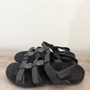 Vionic 44Amber Sandals Strappy Slingback Black Leather Open Toe Women’s Size 11